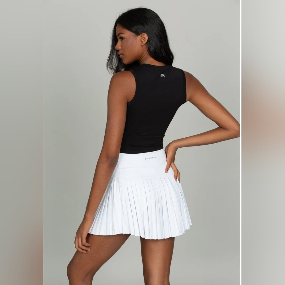 Goldhinge White Pleated Tennis Skirt 15" Size L - Picture 3 of 10